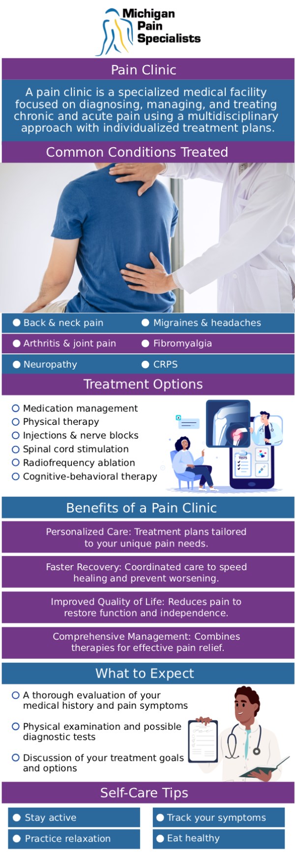 At Michigan Pain Specialists in Ann Arbor, MI, our board-certified doctors, Dr. Louis Bojrab, MD, FIPP, Dr. John Chatas, MD, FIPP, and Dr. Edward Washabaugh, MD, FIPP, provide comprehensive care for individuals dealing with acute and chronic pain conditions. The practice focuses on identifying the root cause of discomfort and creating personalized treatment plans that may include advanced interventional procedures and non-surgical options. Patients receive attentive, patient-centered care designed to improve function, reduce pain, and support long-term wellness. For more information, contact us or request an appointment online. We are conveniently located at 710 Avis Dr #200, Ann Arbor, MI 48108.